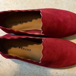 Red suede Lucky Brand flats